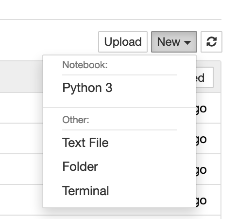 Jupyter New pull-down